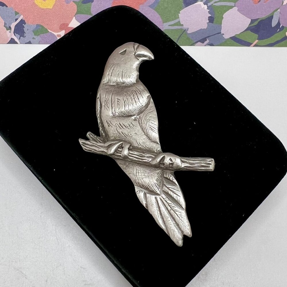 SALE 3/$20**Pewter Parrot Brooch - 1995